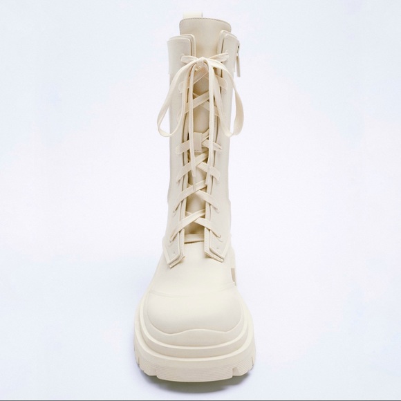 Zara Rubberized Lace-Up Boots Size 35 - Picture 3 of 10